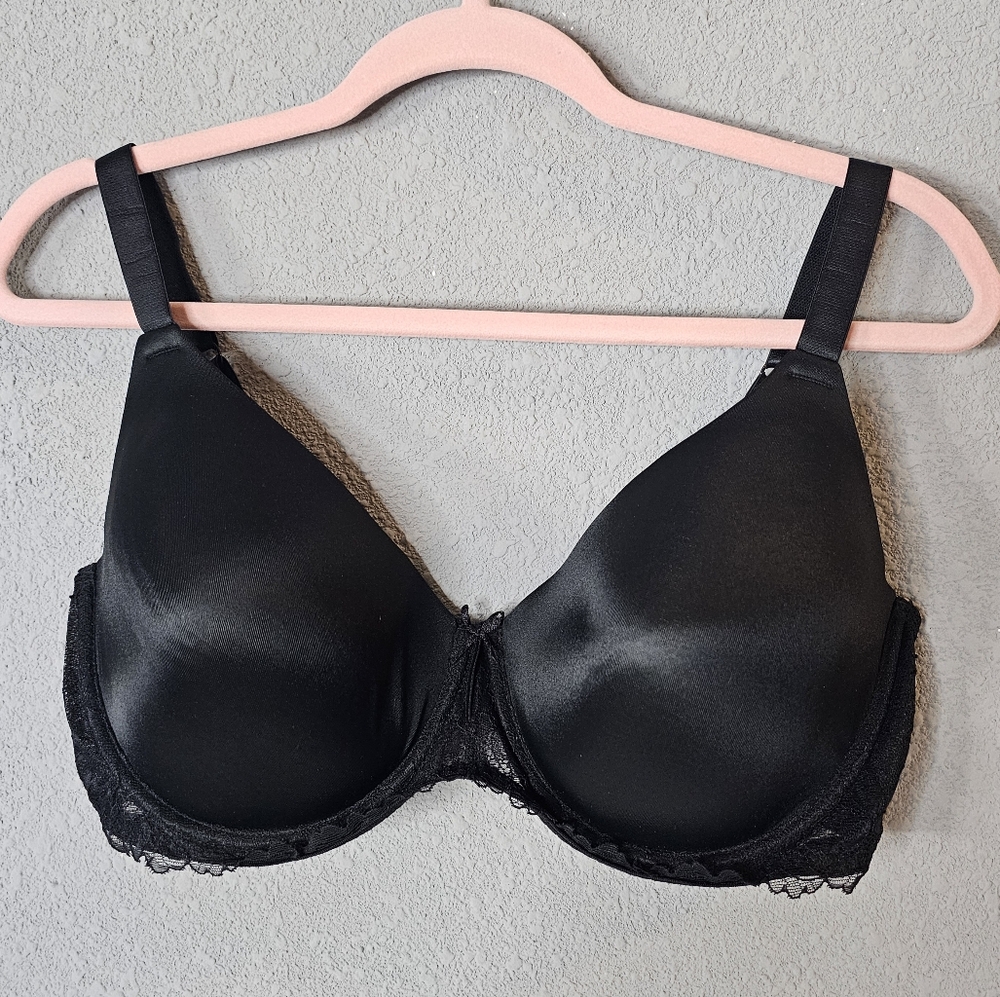 Dreamfit Bra 40DD Black Satin Lace Plus Size Lingerie Underwire Adjustable Strap